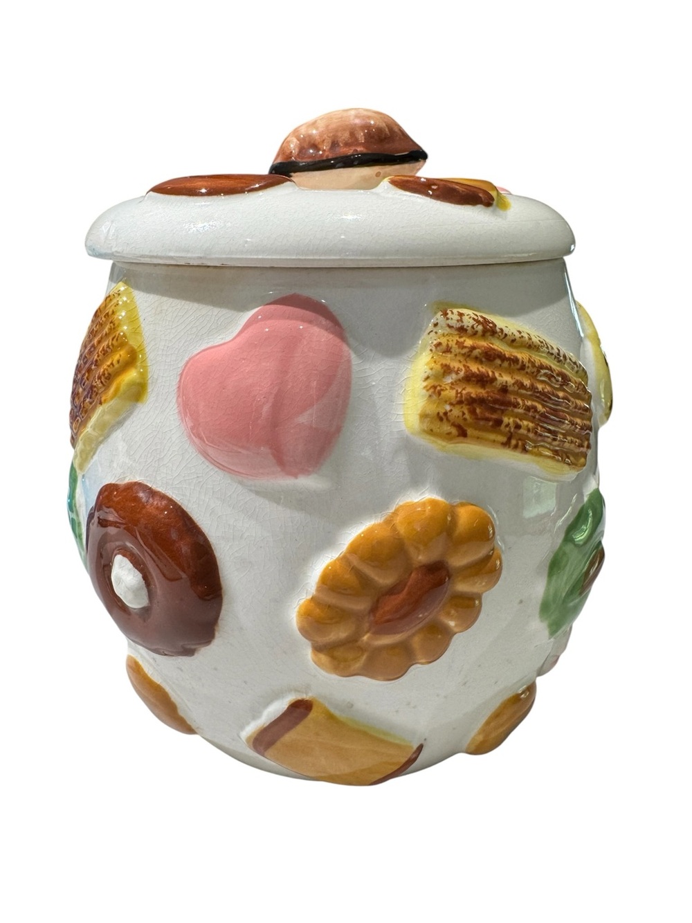Vintage 1950s Napco "Cookies All Over" Cookie Jar with Walnut Shaped Lid Knob - Picture 5 of 15